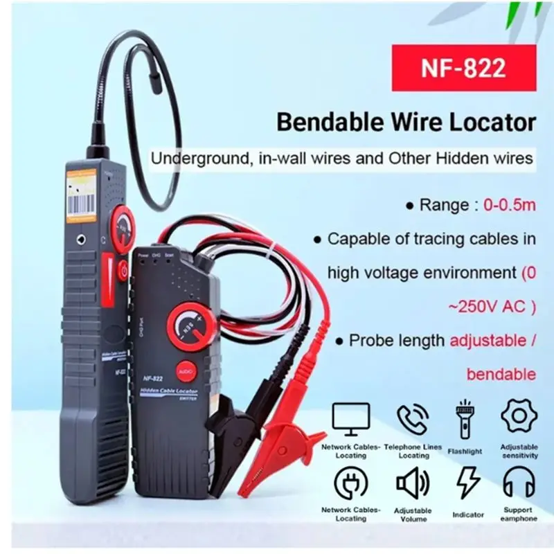 M51K-NF-822 High Voltage Wire Tracker Underground Cable Metal Pipe Locator Tester 1000M English Version