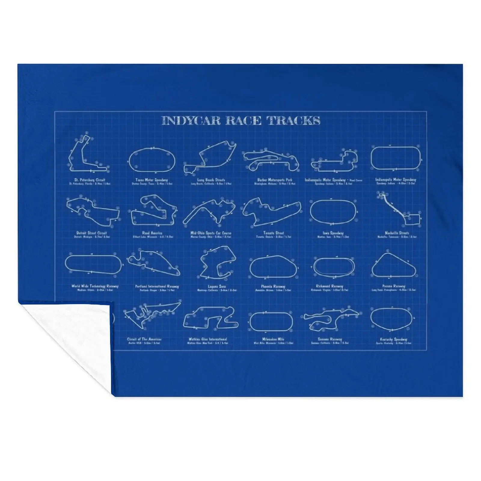 

Indycar Race Tracks (Bueprint Version) Throw Blanket Nap Warm for sofa Blankets