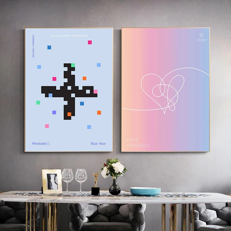 Korean Pop Band Minimal Music Album Covers Poster Canvas Printing Prints Wall Art Picture for Living Room Decor Fans Gift