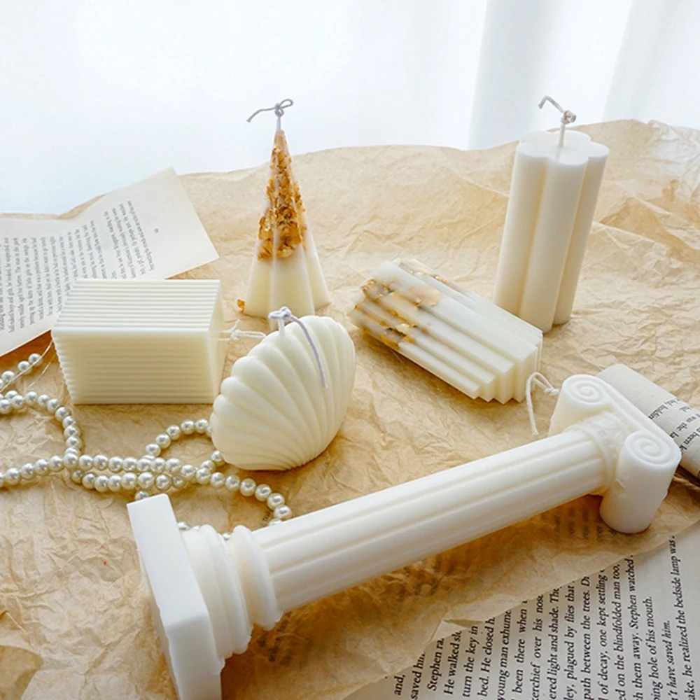 Plastic Material DIY Columnar Ice Flower Embossed Ornaments Soy Home Deor Candle Mold Aromatherapy Wax Model