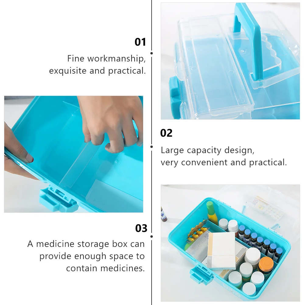 1 قطعة علبة الطب المحمولة صندوق دواء منزلي سعة كبيرة التخزين المنظم الإسعافات الأولية السفر في الهواء الطلق #3