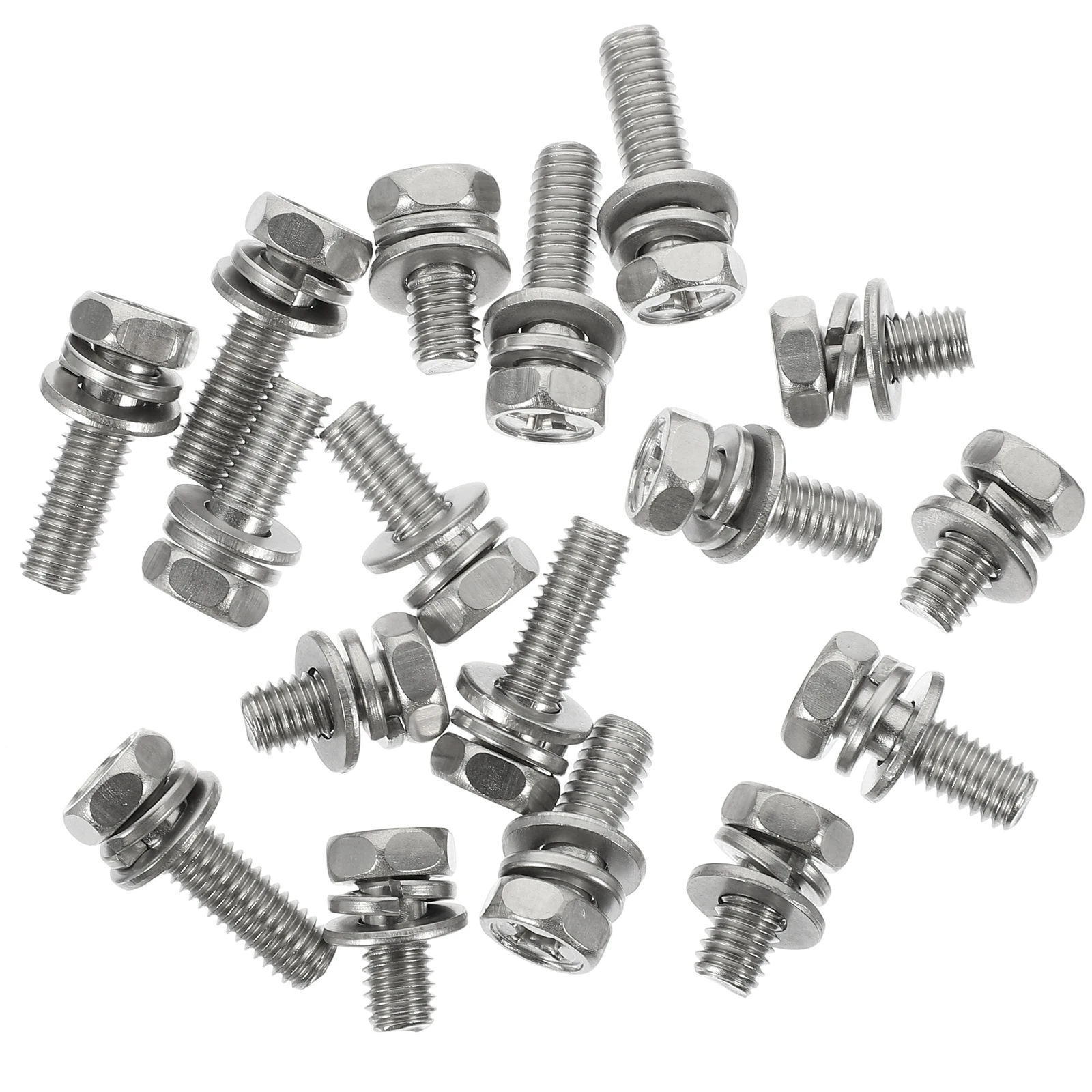 18pcs Motorcycle Bolt Kit Stainless Steel Hexagon Bolts Nuts Washers Screws Terminal Pcs Vibration Resistant Smooth