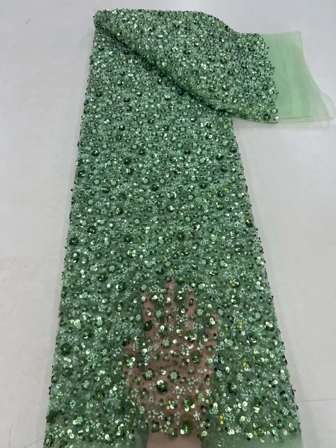 Séquence de dentelle perlée africaine de luxe pour robe de soirée, tulle français, broderie avec perles, dernière haute qualité, 2023