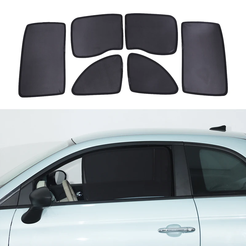 For Fiat 500 2016-2024 models full window screen, window insulation net, mosquito-proof net, 6pcs (memory wire model)