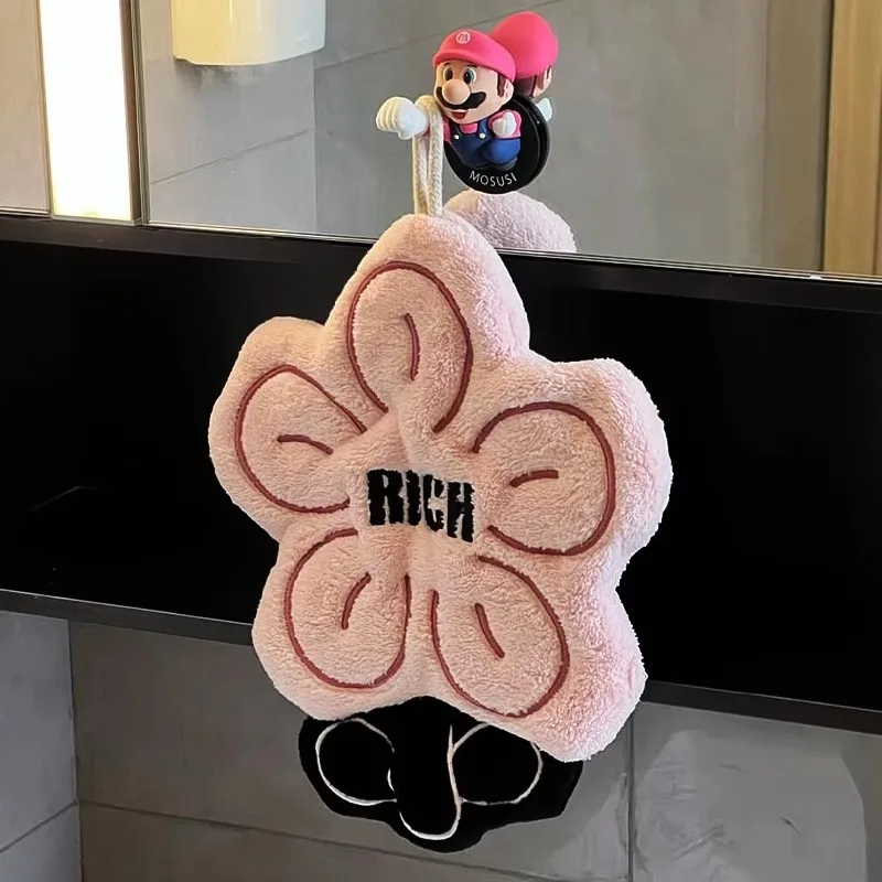 Super Absorbent Thickened Hand Towel Cute Kitchen Bathroom Hanging Style Ultra Absorbent Towel Handkerchief for Home Use