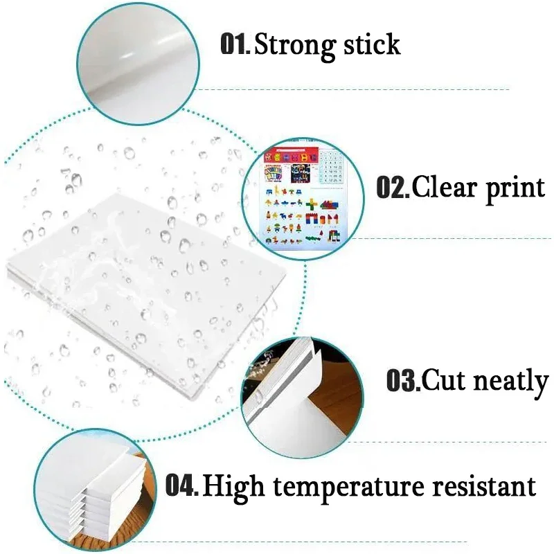 10pcs A4 Self-adhesive PP Synthetic Paper Waterproof Tear-off Resistant Scratchproof Label Sticker For Laser Inkjet Printer