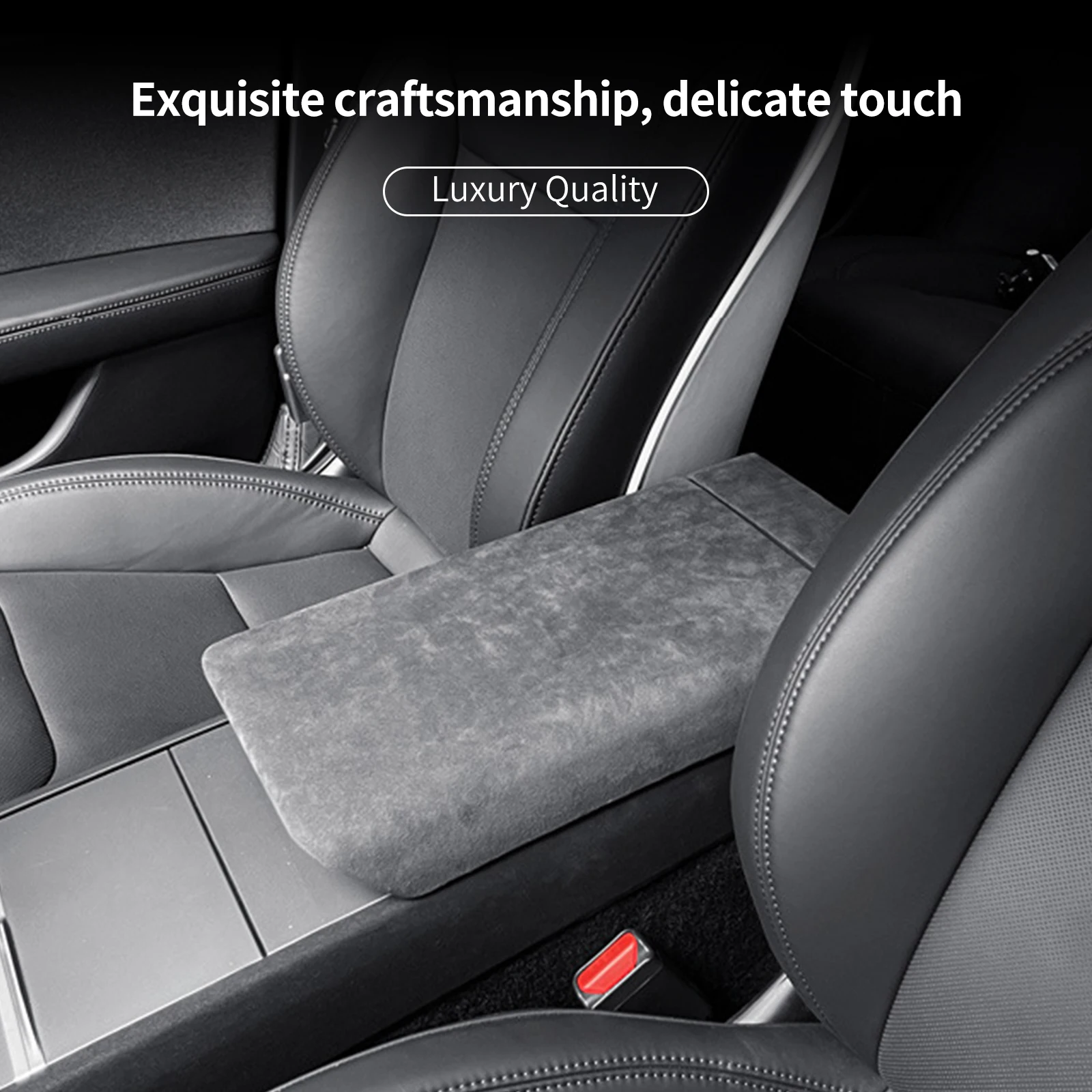 

For Tesla Model 3 Highland Y Juniper 2025 Center Console Armrest Seat Box Cover Trim Car Interior Suede Modification Accessories
