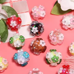 20mm 3D Flower Round Beads Diamond Acrylic Ball Bead DIY Pens Beads Jewelry Making Earrings Bracelets Phone Keychain Accessories