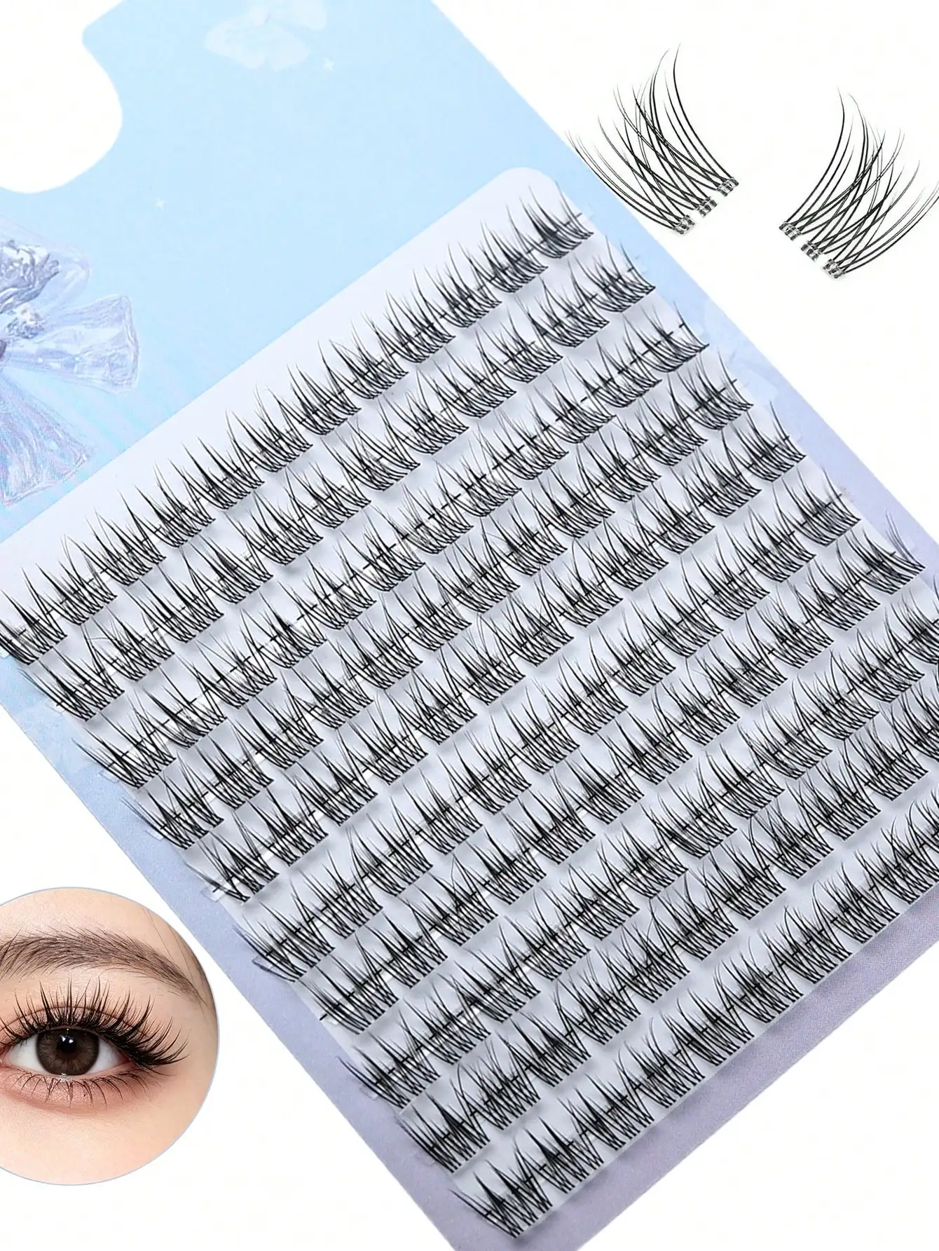 Fischschwanz-Wimperncluster, natürlicher Look, feine einzelne Wimpern, 10 Reihen, DIY, wiederverwendbar, weich – Detail 2