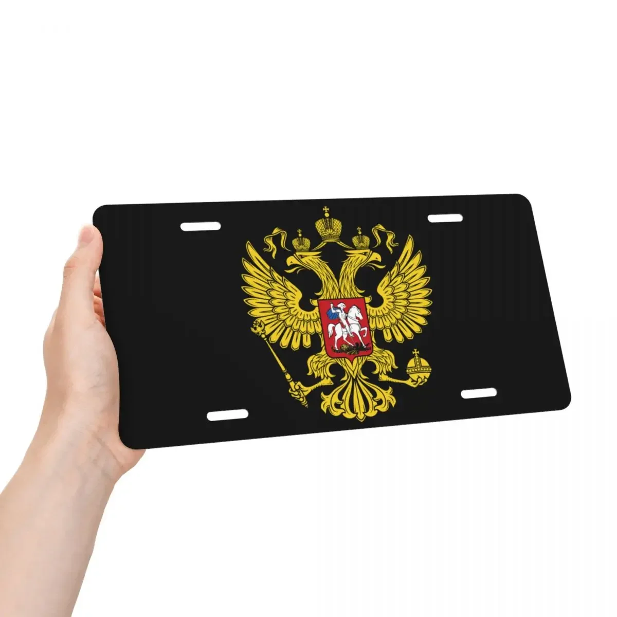 Coat Of Arms Of Russia License Plate Cover Custom Russian national pride Decoration Vanity Tag Aluminum Metal License Plate Sign