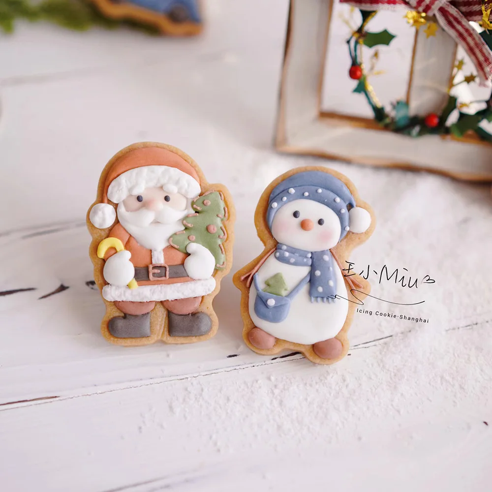 Christmas Biscuit Mold Bowknot Car Santa Claus Snowman Shape Cookie Cutter Stamp Xmas New Year Party Decor Baking Tools Bakeware