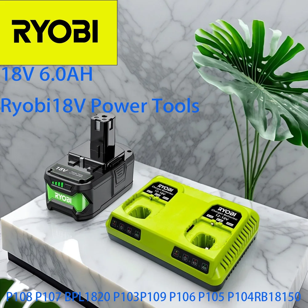 

Ryobi P108 18V Battery, Replacement Chargeable 6.0Ah Lithium Battery P108 P102 P103 P104 P105 P109 ONE+ Cordless power Tool