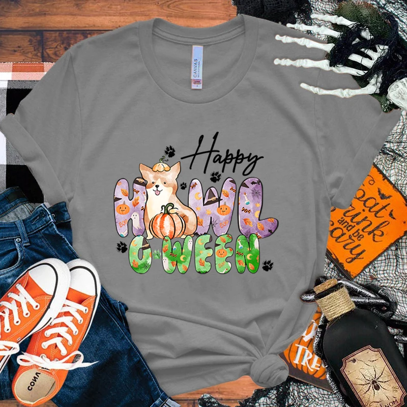 Hot Dogs Happy Halloween divertente t-shirt estiva Harajuku stampa moda manica corta estate t-shirt Casual Top