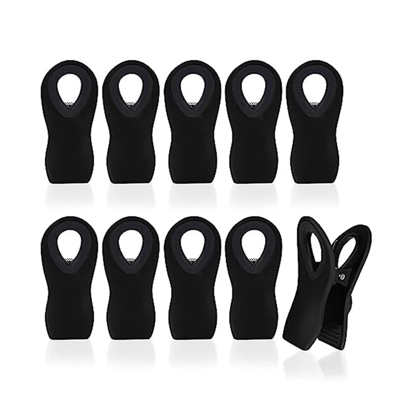 

10 PCS Magnetic Chip Clips Black Plastic Tight Sealing Bag Clips For Food Packages,Chip Bag Clip And Kitchen Storage