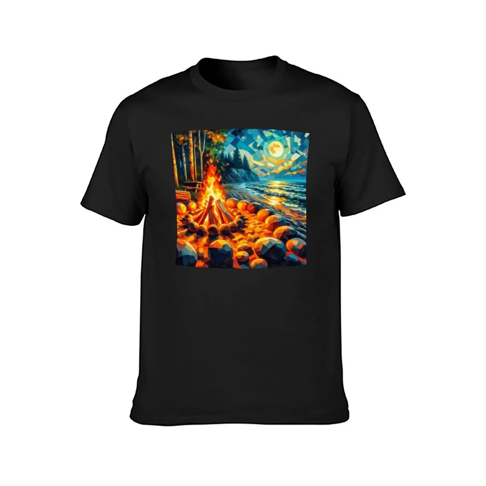 Bonfire, Cubist Style T-Shirt blacks cute clothes men clothings