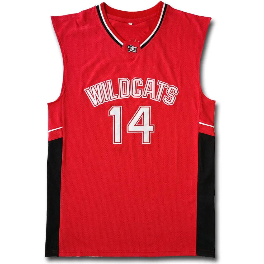 Zac Efron Troy Bolton East High School Wildcats #14  Red Retro Basketball Jersey