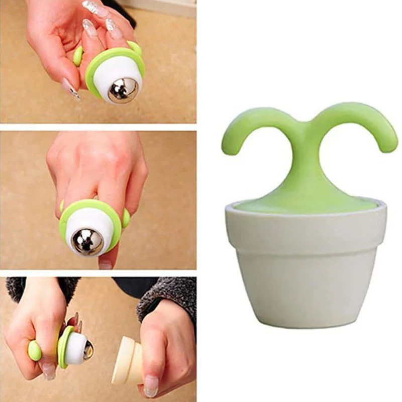 Roller Ball Relaxing Massager Manual Massage Ball In Flower Pot Shape Stress Relief Mini Innovative Manual Roller Massager Tool