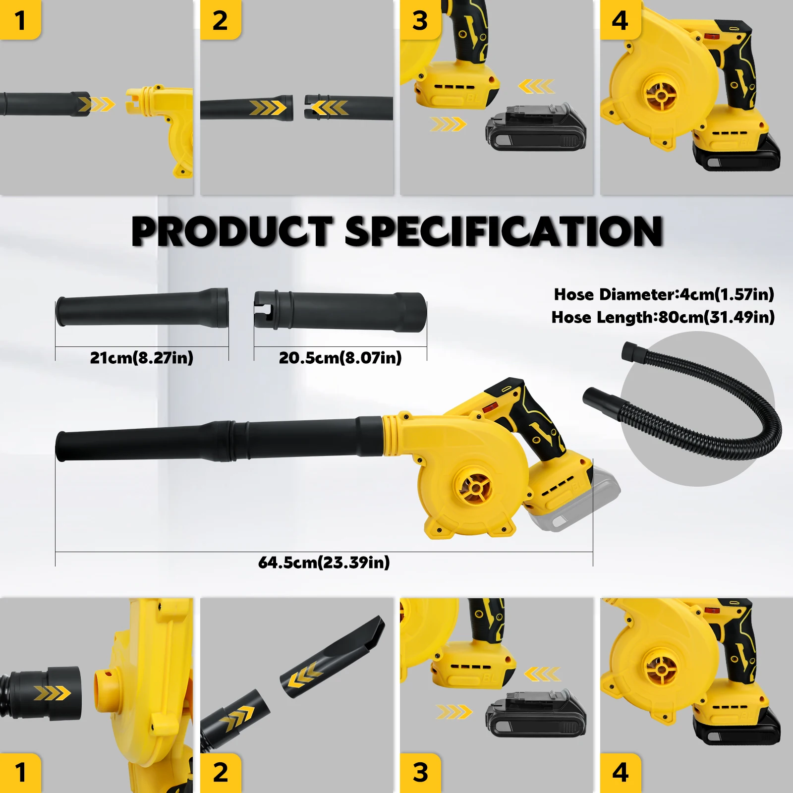 

Cordless Leaf Blower Electric Brushless Portable Air Blower 2-in-1 Handle And Vacuum Cleaner Function For Dewalt 20V Battery Pin