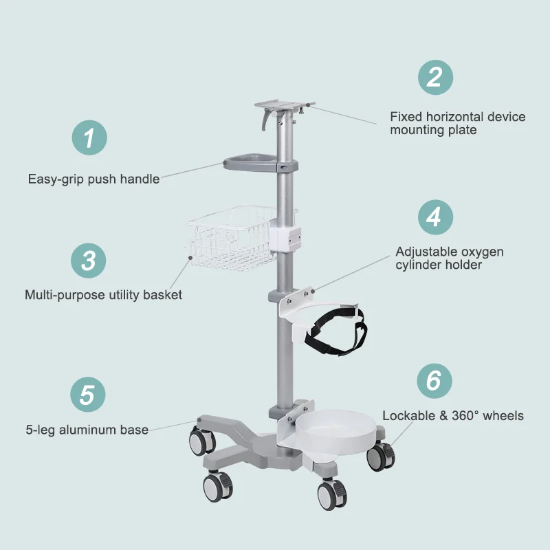 Medical Device- Cart Patients Monitor- Rolling Stand Hospital Trolleys