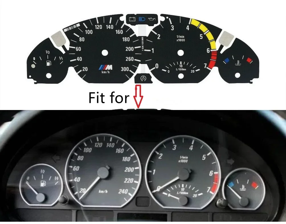 Cluster Dial Faces For BMW E46 323Ci 325Ci 328Ci 330Ci 3M Instrument Gauge Face 300KM/H