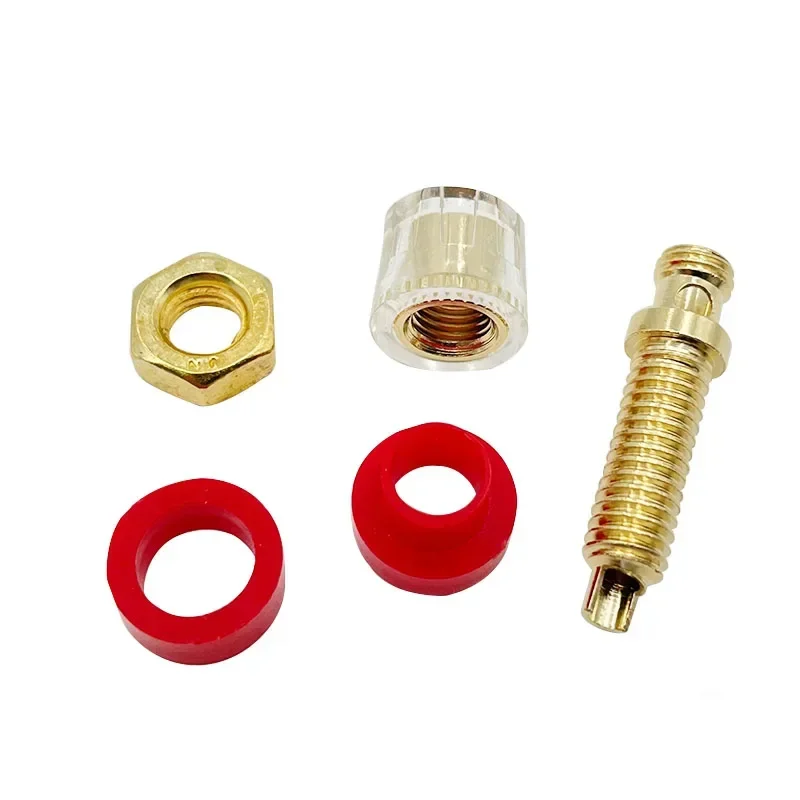4Pcs 4mm Gold Plated HIFI Speaker Amplifier Binding Posts Brass Terminal Connector With Transparent Shell Banana Plug Socket