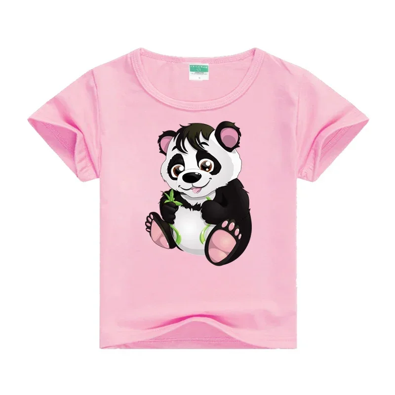 Cartoon Funny Panda T-shirt New 2024 Kids Tshirt Summer Costume Baby Boys Girls Clothing Children T-shirts Children\'s Wear tops
