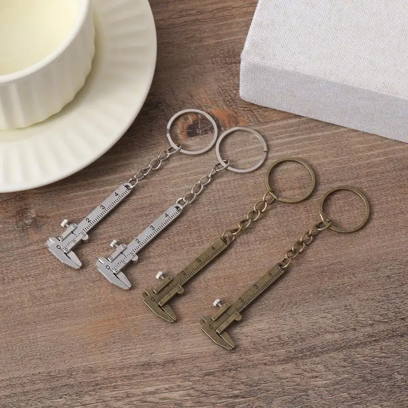 Portable Mini Vernier Caliper Keychain Metal Movable Ruler Model Keyring Practical Daily Use Present
