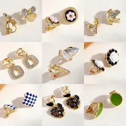 Clip per orecchio di perle da donna senza foro per l'orecchio edizione coreana stile corto elegante gancio per l'orecchio orecchini quadrati di lusso leggeri di fascia alta