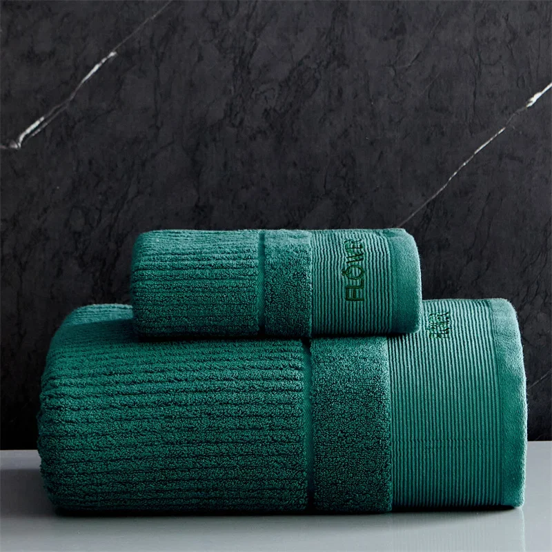 Premium White Cotton Towel Set Quick Dry Luxury Hotel Style Towels with Embroidery Bath Hand Face Washcloth for Bathroom Spa