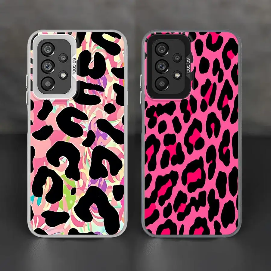 حافظة لهاتف سامسونج جالاكسي A72 A26 A36 A71 A53 A54 A52 A51 A56 A35 A73 A55 لون الفهد #1