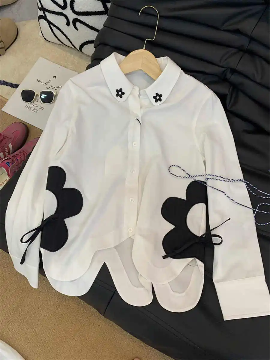 Femmes chemises et chemisiers bleus Vintage Y2k années 90 esthétique Preppy Style années 2000 Polo à manches longues mode vêtements surdimensionnés 2025