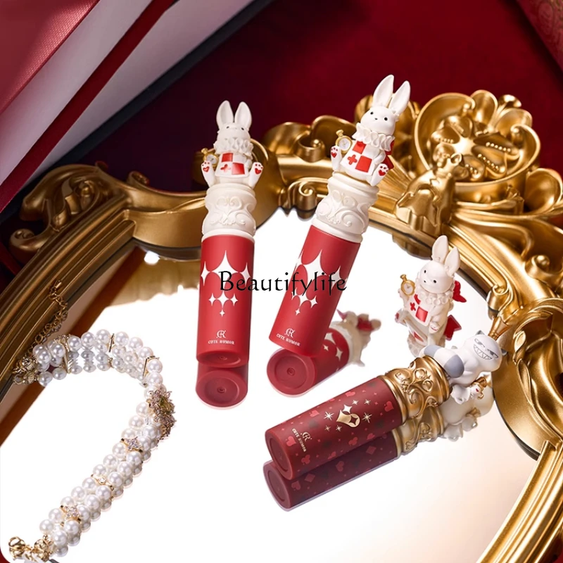 Crystal frozen lip dew cute story rabbit lip glaze classic mirror water light lipstick lasting non-stick cup