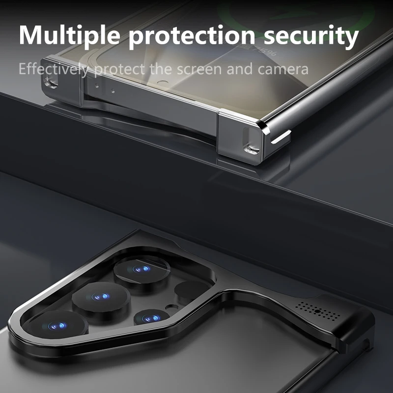 Fashion Irregular Aluminum Alloy Bumper Phone Case For Samsung Galaxy S25 S24 S23 Ultra Plus Aromatherapy Metal Protection Cove
