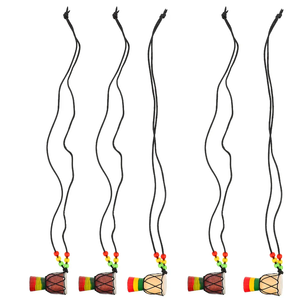 

5Pcs African Drum Necklace Mini Pendant Personalized Chic Hanging Necklace Decorative Drum Pendant Musical Jewelry