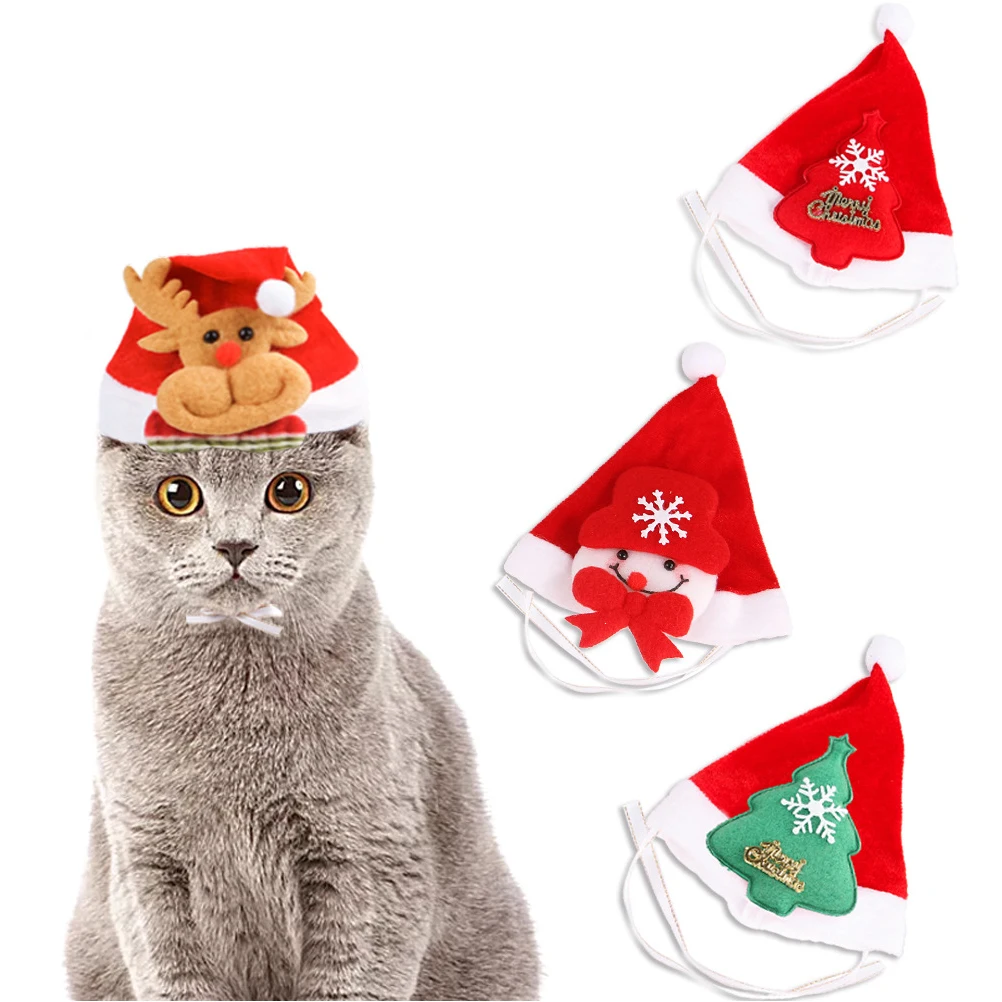 

1 pc Christmas Pet Hat For Dog Cat Holiday Party Accessory Xmas Costume Puppy Kitten Headwear Festival Dress Up Animal Hat