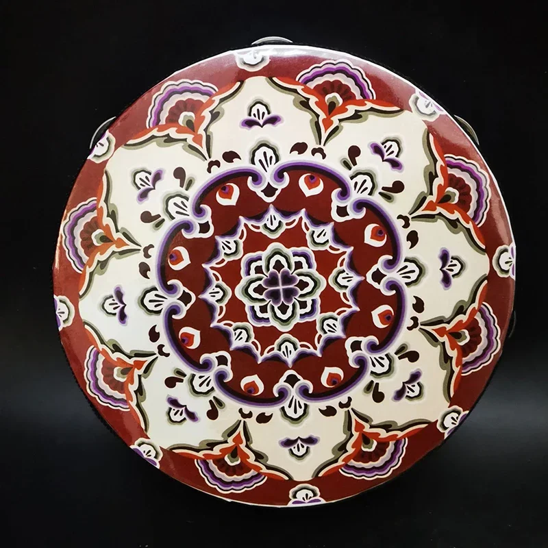 Pandereta de madera colorida de 8 pulgadas, tambor de mano para niños, instrumento de percusión para conciertos de baile y juegos