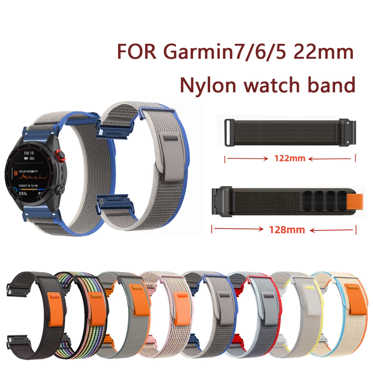 

22MM Nylon Watch Band For Garmin7/6/5 Wild Loop Nylon Strap For Garmin Forerunner/965/945/935 Watch Band Replacement Accessories