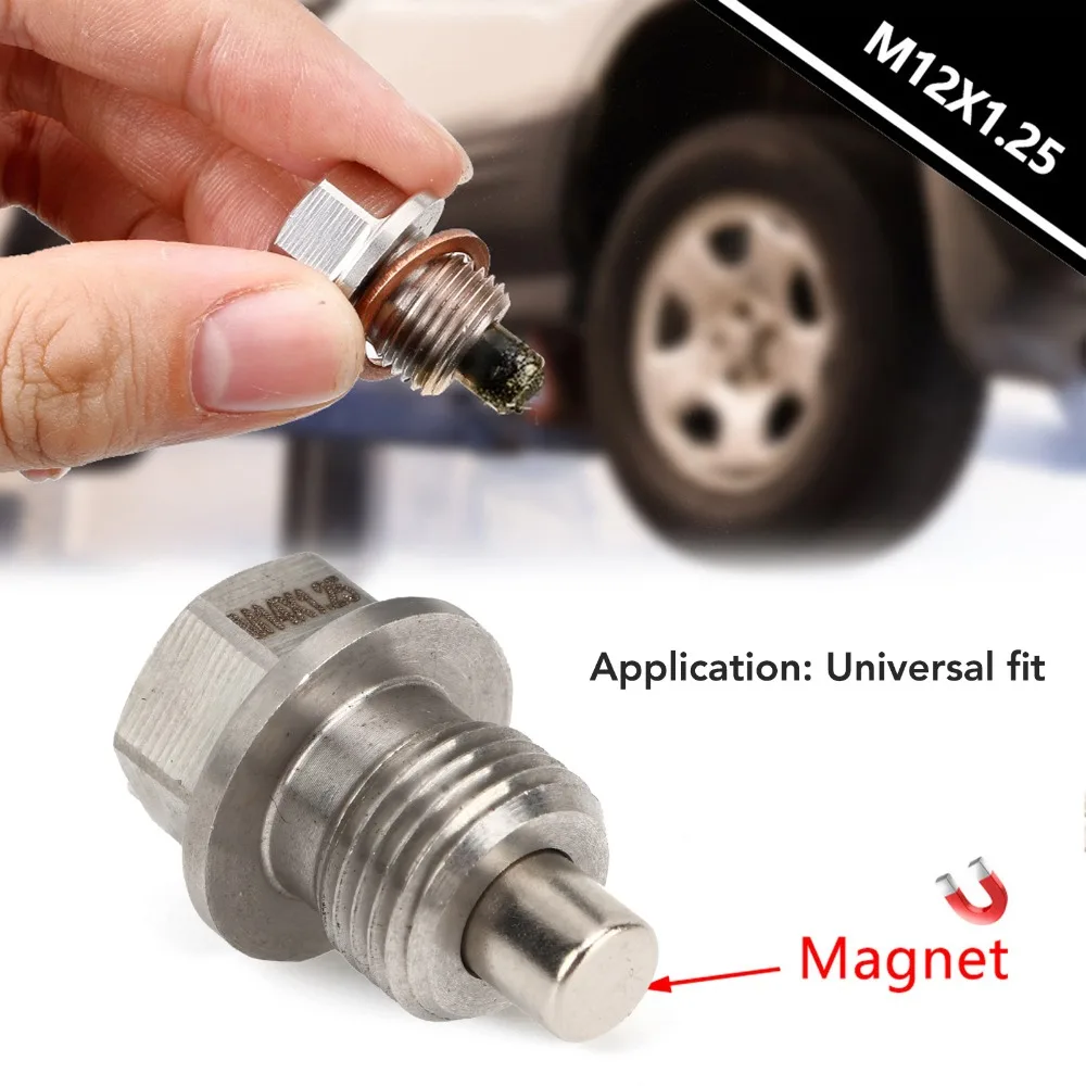 Engine Magnetic Oil Drain Plug DP015 M14x1.25mm Screw Bolt Sump Nut Plug Stainless Steel Universal Fit for Car