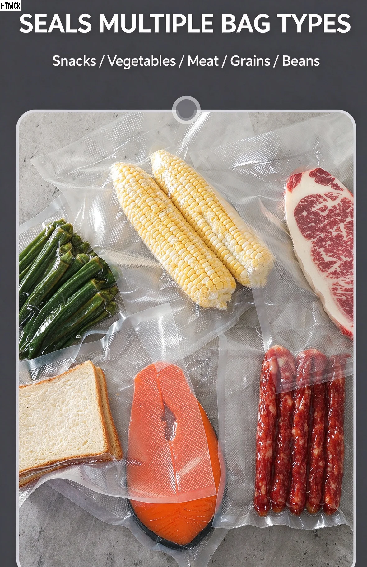 HTMCK Mini Wireless Vacuum Sealing Machine Portable Fully Automatic Food Packaging Plastic Sealing Machine for Household Use