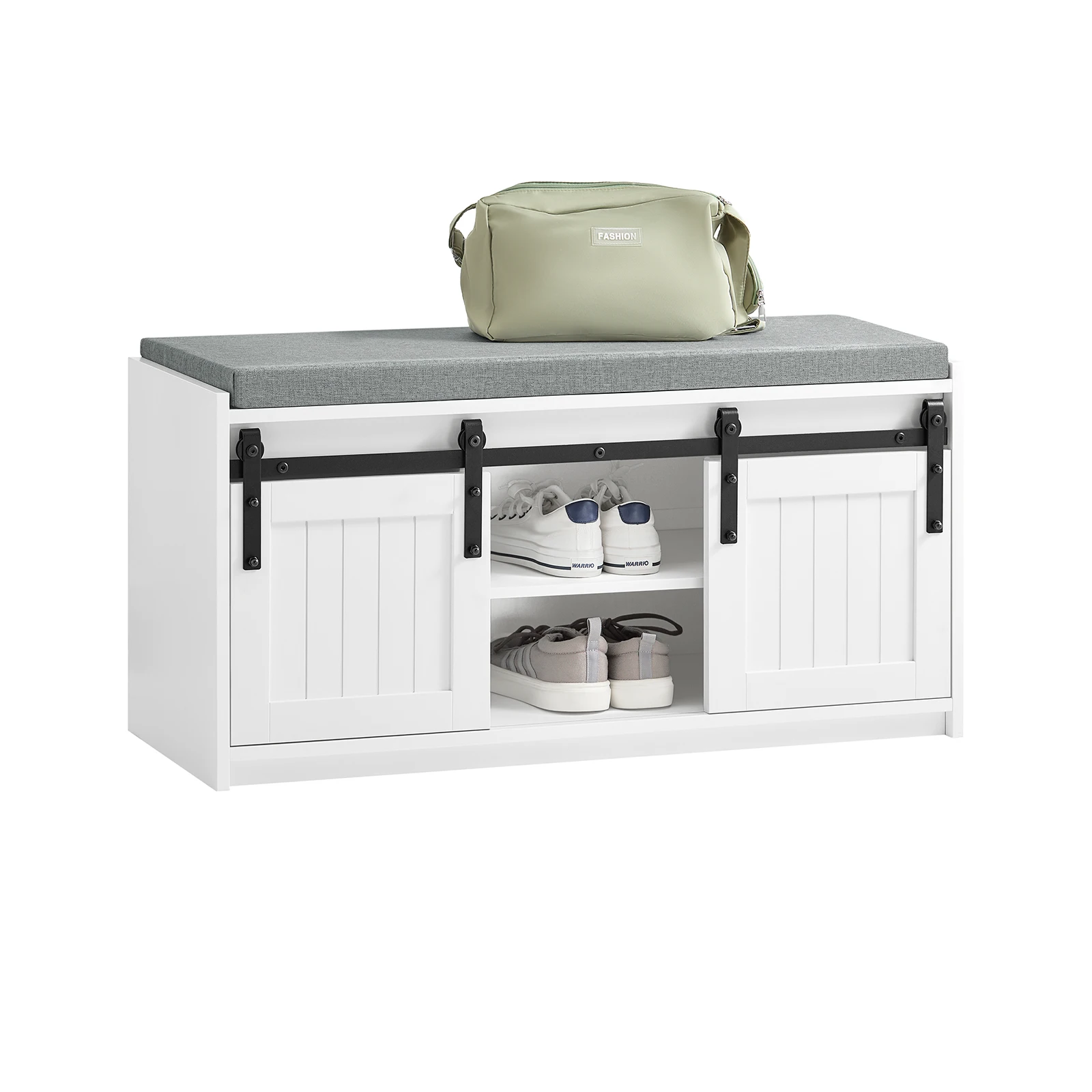 SoBuy FSR133-K Banco para zapatos con asiento con tablón de almacenamiento, banco con puertas correderas, asiento para zapatos, cómoda, zapatero