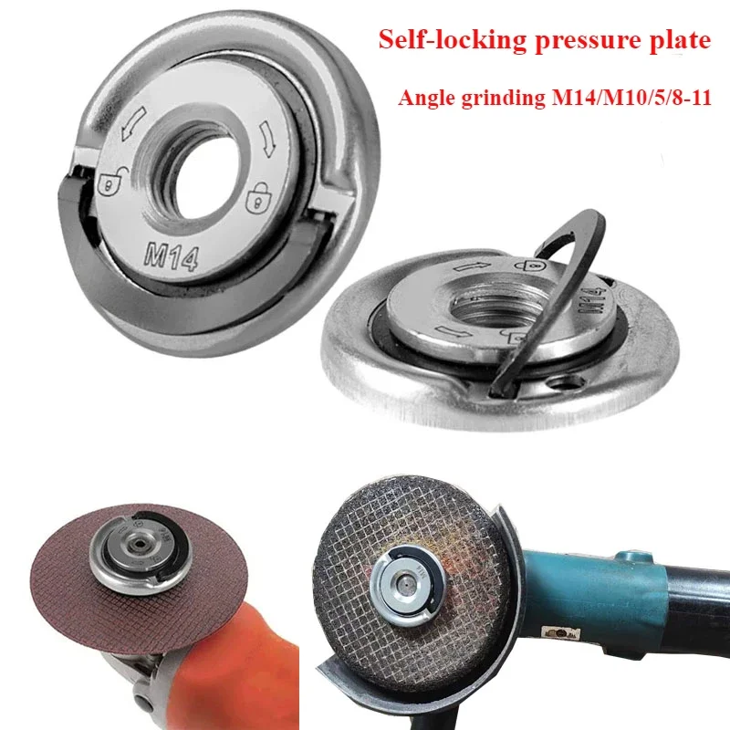 

M14/M10 5/8"-11 Angle Grinder Quick Release Self-Locking Pressing Plate Flange Nut Power Chuck for Angle Flaring Tool Grain The