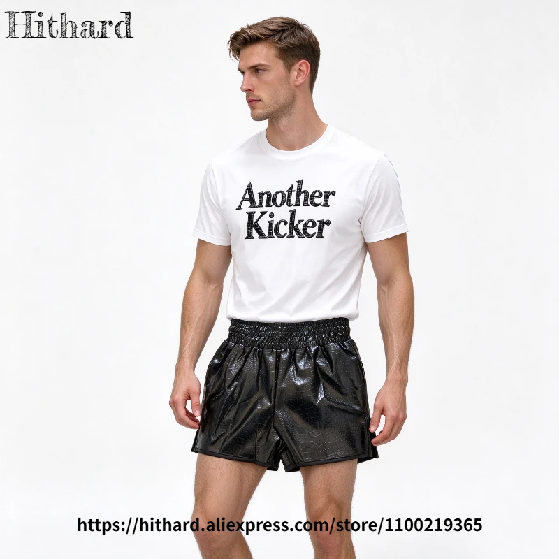 Crocodile Faux Leather Boxing Shorts Elastic Waist MMA Fight Shorts Side Slit Men Women Kids Kickboxing Muay Thai Training Pants