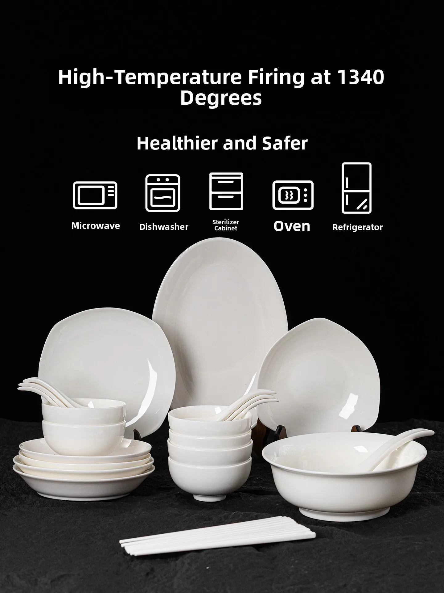 Chinese Style High Temperature White Porcelain Dinner Plate Yulan Jade Ceramic Dish round Shape Dishwasher Safe Fish Friendly