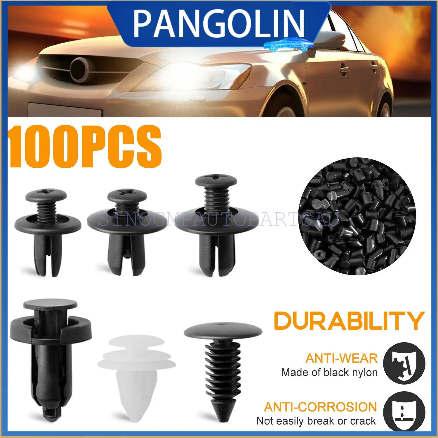 

PANGOLIN PANGOLIN 100Pcs Car Body Plastic Trim Retainer Fastener Clips Push Pin Assortment Kit Universal Auto Push in Rivets Set