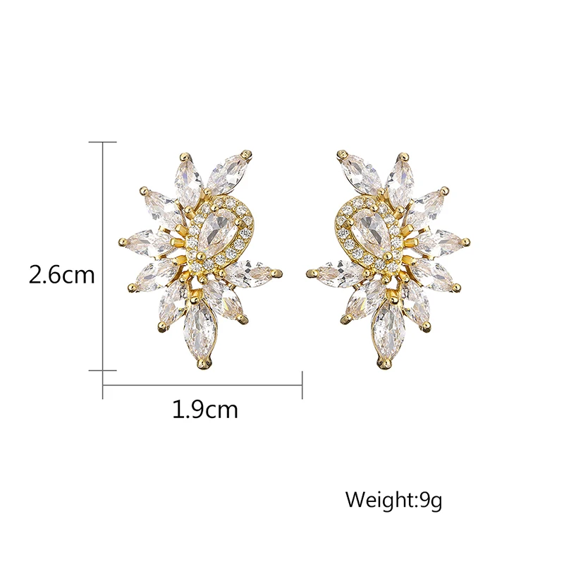 ZAKOL  Classic Luxury Leaf Drop Stud Earrings for Women Clear AAA Cubic Zirconia Charm Wedding Jewelry Earring EP2984