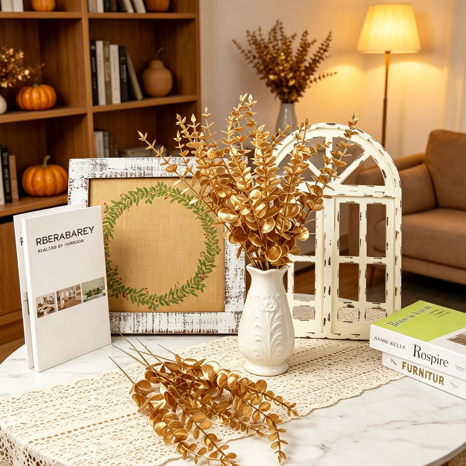 12/24 Stück goldene künstliche Pflanzen, Eukalyptusblätter, künstlicher Hochzeits-Brautstrauß, für Zuhause, Vase, Tisch, Herbst, Halloween, Dekoration, DIY-Geschenk