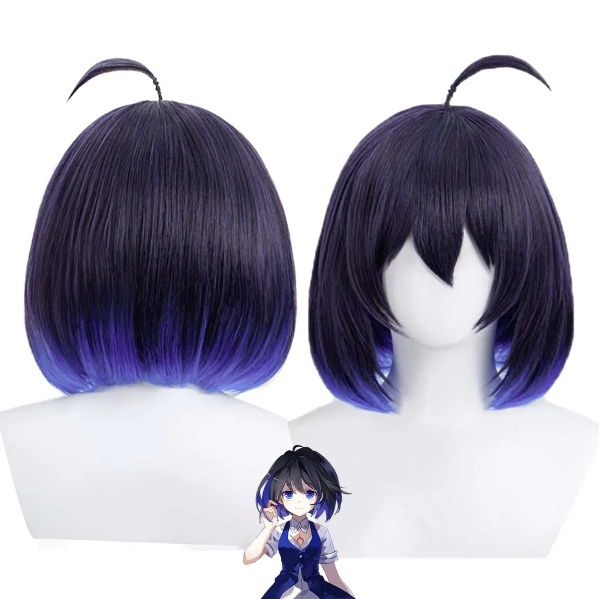 Game Honkai Impact 3 Seele Vollerei Cosplay Short Black Mixed Blue Red Heat Resistant Synthetic Hair Wig