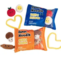 Japan Ramen Noodle Throw Pillow with Egg Tomatoes Sausage Alien Bats Monsters Donuts Chips Snack In a Bag Stuffed Pudding