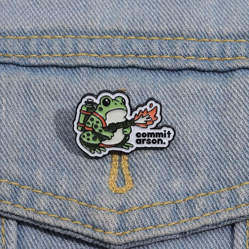 

10 PCS Frog Commit Arson Enamel Pins Custom Creative Interesting Brooches Lapel Badges Cartoon Animal Jewelry Gift for Friends