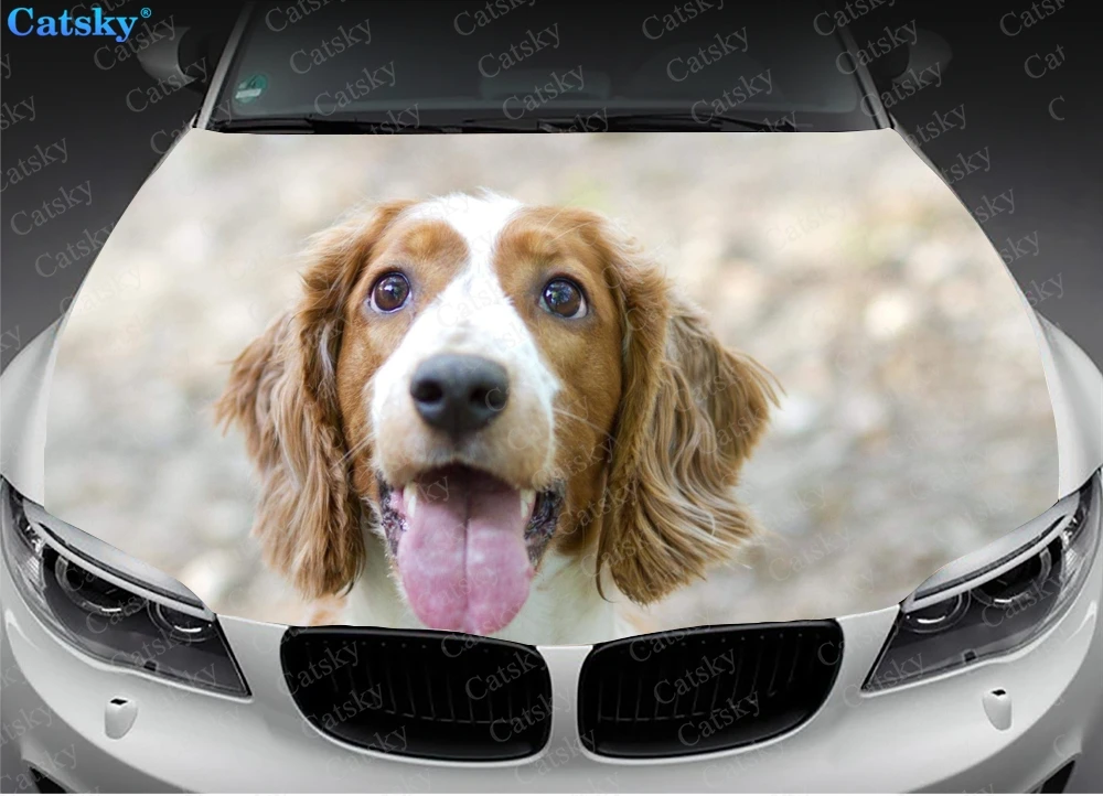 English Springer Spaniel Car Hood Decals Self Adhesive Paint Stickers Car SUV Wraps Truck Graphics Car Hood Vinyl Decals